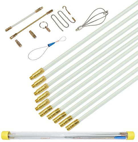 Glasfaser-Fischband-Kabelstangen Fish Stick-Draht Laufender Fischband-Kit 43cm*10 Anschließbarer Kabelabzieher Ziehen Sie die elektrischen Drahtstangen mit Haken und Ösen-Nudler