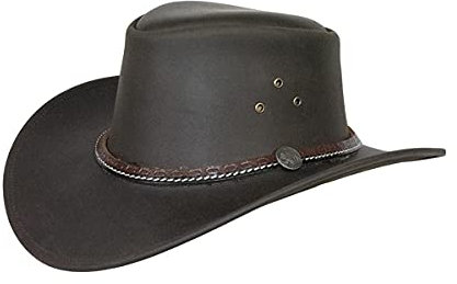 Black Jungle Beagle Lederhut, Westernhut, Australienhut, Cowboyhut (Braun, XXL)