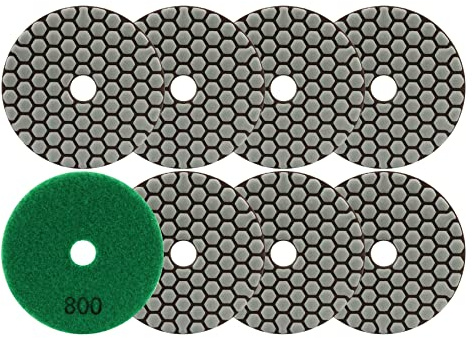FOCSTOL Almohadilla de Pulido Diamante - 8 piezas 100mm #800 Disco Diamante Pulir para Granito Mármol Piedra Artificial Cuarzo para Amoladora Angular