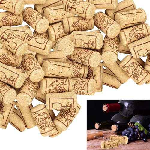 QINERSAW 100PCS Bouchon de Vin Réutilisable Bouchons en Liège Naturel Bouchon de Vin Liege Bouchon de Bouteille de Vin en Bois Bouchons en Liège pour Bouteilles