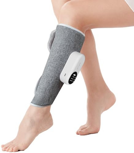 Beinmassagegerät Kabellose Wadenmassagegerät mit Heizung und Luftkompression, Fußmassagegerät 3 Modi | 3 Intensitäten | Wiederaufladbar | Einstellbare Größe,HeißDruckmassagegerät für Muskelentspannung