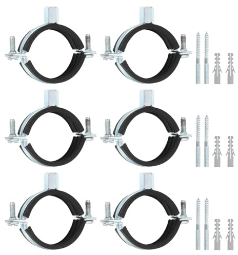 QUARKZMAN 10 st justerbar rörfäste, 2 tum (50 mm) fäste väggmontering tak delad ring hållare galvaniserat järnrör med skruv och rör expansion för rör