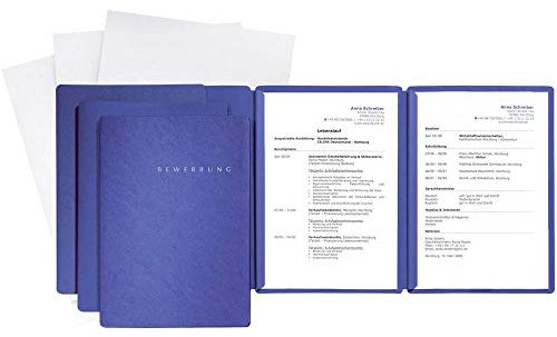 Pagna 22028-02 Bewerbungsset Special 3 Bewerbungsmappen mit je 2 Klemmschienen 3 Versandtaschen DIN B4, blau