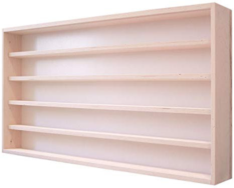 Alsino Eisenbahn Sammlervitrine Holz Regal mit eingefrästen Spurrillen für Züge V60.5a, 5 Ebenen - 60 cm x 49 cm x 8,5 cm