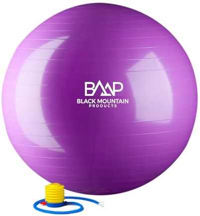 Black Mountain Products 2000-Pound Anti Burst Exercise Stability Ball with Pump, Purple, 65cm