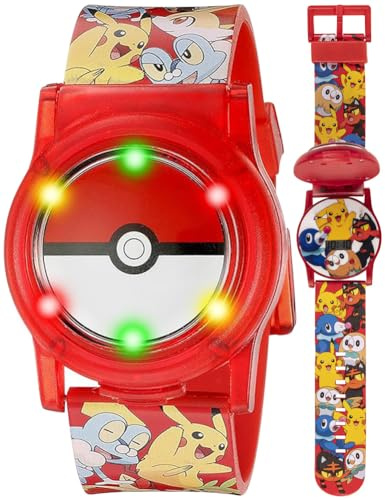 Accutime Kids Pokemon Pokeball Digital LCD Quartz Flip Open Red Wrist Watch, Cool Inexpensive Gift & Party Favor for Boys, Girls, Adults All Ages (Model: POK4186AZ)