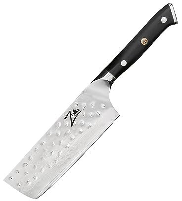 Zelite Infinity Coltello da Cucina Nakiri da 15 cm - Serie Alpha-Royal - Acciaio Damasco a 67 Strati AUS-10 – Coltello da Cucina Professionale - Affilatura a Rasoio, Finitura Tsuchime