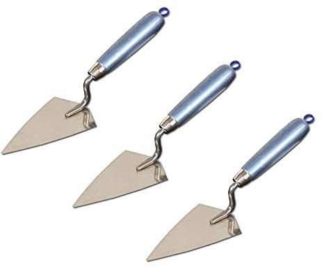 3er Set DEWEPRO® Spitzkelle - Putzkelle - Spachtelkelle - Maurerkelle - 140x80mm - mit Edelstahlblatt - lackiertes Holzgriff/Holzheft - Stuckateurkelle Hamburger Form