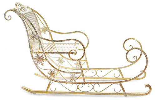 Slitta di Babbo Natale gigante in metallo anticato decorazione per vetrine negozi e casa