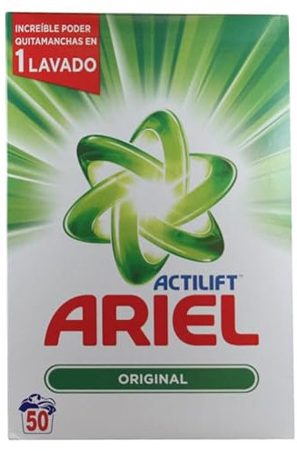Ariel Detersivo in polvere, detergente completo, 50 carichi di lavaggio, radiante puro (3,25 kg)