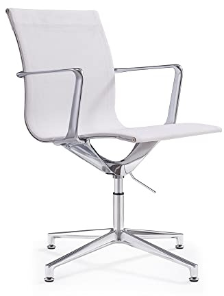 Vivol Silla de visita de diseño Monaco, color blanco – Lujo para salón y sala de espera