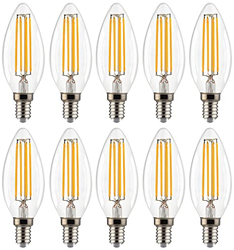 NCC-Licht 10 x LED Filament Leuchtmittel Kerze 6,5W = 60W E14 klar 806lm Tageslichtweiß 6500K