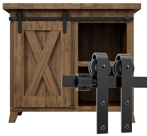 WOLFBIRD 91cm/3FT Schiene Super Mini Schiebetür Hardware Kit für Einzeltür, kleiner Schrank, TV-Stand verwendet (kein Schrank)