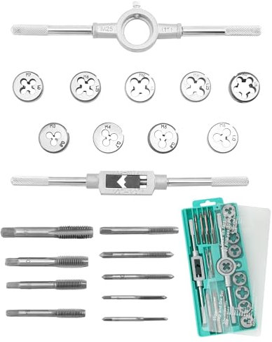 QWORK® 20-teiliges Gewindeschneider Set - Lagerstahl - Metrisch M3-M12