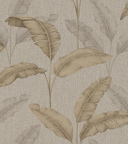 Rasch WTD 200324 Papier peint avec feuilles de palmier tropicales aspect lin 10,05 m x 0,53 m