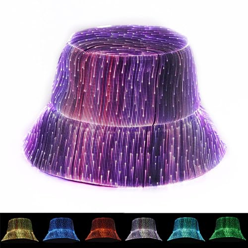 lumisonata Chapeau cloche à LED 7 couleurs, accessoire de rave, accessoire de rave, équipement de festival clignotant fluo, chapeau fou futuriste pour homme et femme