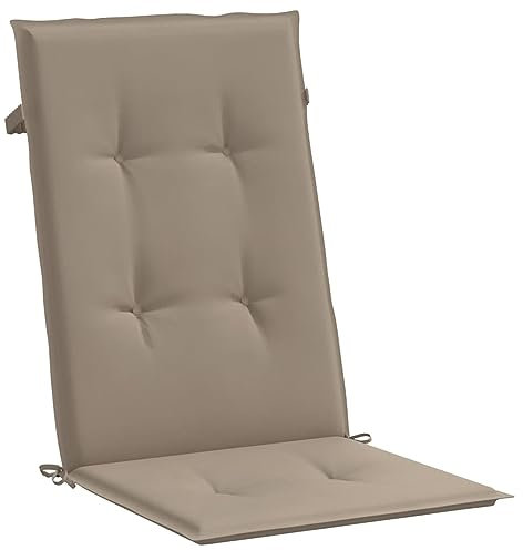 Tidyard 4 STK. Auflagen Hochlehner, Gartenstuhlauflagen Hochlehner,Stuhlauflagen Hochlehner,Gartenstuhlauflagen für Hochlehner,Gartenstuhl Auflage Sitzkissen Stuhlkissen, Taupe 120x50x3cm Stoff