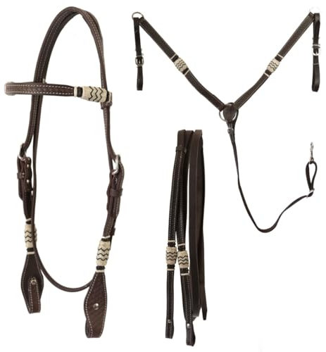 Set Briglia Redini Pettorale Silver Horse Maidu, Redini e Pettorale, Fibbie in Acciaio Inox per Performance e Sicurezza, Perfetto per Hobby Horse, Passeggiate, Competizioni (Marrone)