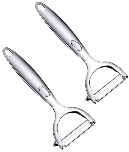 Tkxjry 2 Pezzi Acciaio Inossidabile Pelapatate, Pelapatate, Pela Carote, Peeler, Pelapatate da Cucina, Pela Verdure Spelucchino, per Pelare Patate, Carote e Verdure Varie e Frutta