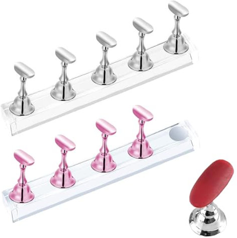 SGERUFZ 2 Pcs Ensembles Présentoir D'art D'ongle Support Magnétique pour Faux Ongles Nail Art Tips Stand holder pour Faux Ongles Manucure