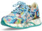 Laura Vita Damen Sneaker Leder floral Gemustert Plateau mit Blumen Delphine 46, Größe:38 EU, Farbe:Blau
