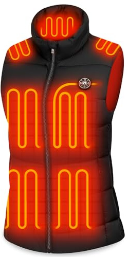 OCQOCQ Heated Gilet Women with Power Bank, Heated Vest for Women with 15 Heating Zones, Lightweight Electric Heating Jacket for Camping Fishing Walking