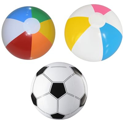 AYNKH 3Pcs Beach Balls Inflatable, 11-15 Inch Large Rainbow Swimming Pool Balls, Beach Football Pool Games Water Toys for Adult Kid Summer Holiday Party