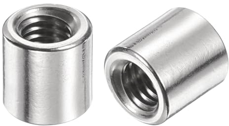 QUARKZMAN 12pcs Manchon Fileté Rond M6 en Acier Inoxydable 304, Écrous Ronds d'Accouplement Connecteurs et Mécaniques Longueur 10mm, Manchon Tige Barre Écrou à Tige pour Support, M6x10x10mm