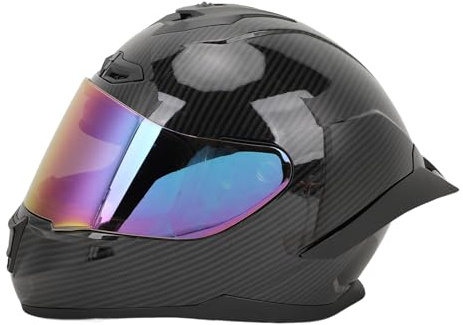 Dioche Flerskiktsskydd Varm Andas Bekväm Helface Motorcykelhjälm För Herr För Cykling, Strong Shell Buffer Layer Innerfoder, Justerbara Ventilationshål, För Kallt Väder (Färgad lins i kolfiberlook M)