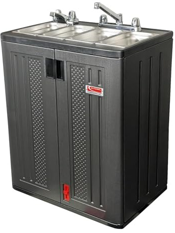 Concession sink portable Self Contained 4 Compartment Sink Station for Concession Stand, Food Truck, Commercial Use with Stainless Steel Basins and Faucets