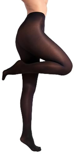 sofsy No-Roll High Waist Black Tights for Women, Medium