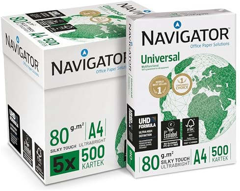 Navigator Universal Carta A4 80gr, 5 Risme, 1 Pacco, 2500 Fogli