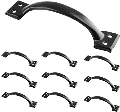 Zorveiio 20 Pcs 4” Metal Door Handles Bow Handle, Large Door Pulls Vintage barn Door Handles for Furniture Cabinets Kitchen Drawer Dresser Gate - Black