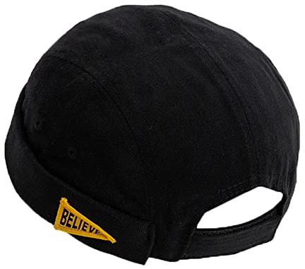Docker Hat Brimless Hats Skullcap Beanie Hat Cap for Men Women Corduroy Retro Style Rolled Cuff Harbour Hat (Black)