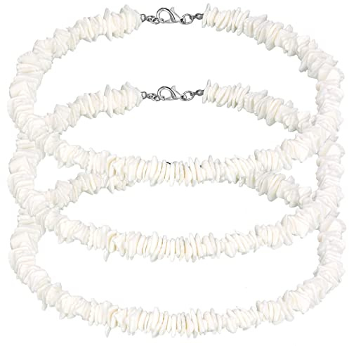 Tondiamo 3 Packs White Puka Shell Necklace Adjustable Seashell Necklace Summer Beach Surfer Sea Shell Beach Choker Jewelry(14 Inch)