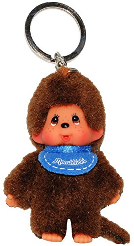 alles-meine.de GmbH Monchhichi - Anhänger/Schlüsselanhänger - Junge mit Lätzchen - blau - Schlüsselring & Dekofigur - Hänger - Aufhänger - Taschenanhänger - Plüschtier/Ku..