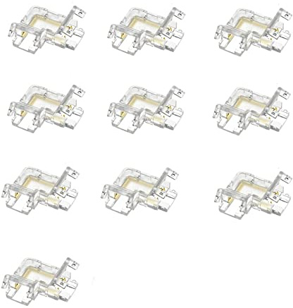 Amefil 10 piezas COB LED conector sin costuras 90 grados en forma de L conector de ángulo 3 pines 10 mm FOB RGB CCT cinta de conexión de luz