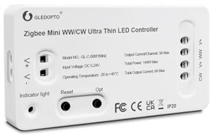 LIGHTEU®, GLEDOPTO Zigbee CCT WW/CW ultradünner LED-Controller Dual White Alexa Voice/Hub APP/Fernbedienung DC5-24V, GL-C-006P(mini)