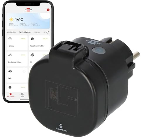 Brennenstuhl Connect WLAN Steckdose WA 3600 XS03 für außen IP44 (WiFi Steckdose Outdoor 2.4 GHz kompatibel mit Alexa und Google Assistant, Matter, smarter Stecker mit Zeitschaltuhr, kostenlose App)