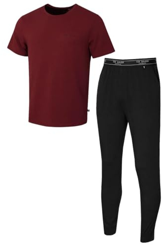 Ted Baker Mens T Shirt And Jogger Set - Raddicchio/Black - L