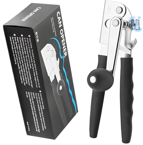 AGIgear Commercial Can Opener,Stainless Steel Heavy Duty Hand Crank Manual Can Openers with Comfortable Extra-long Handles,Ergonomic Design,Black