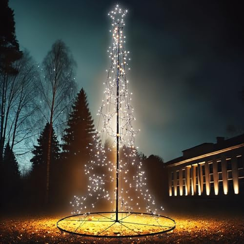 Lunartec Weihnachtsbaum außen: LED-Metall-Tannenbaum, XL, Stern, für außen, 250 cm, 740 LEDs, IP44 (Weihnachtsbaum Outdoor groß, Metall Outdoor, Tanne)