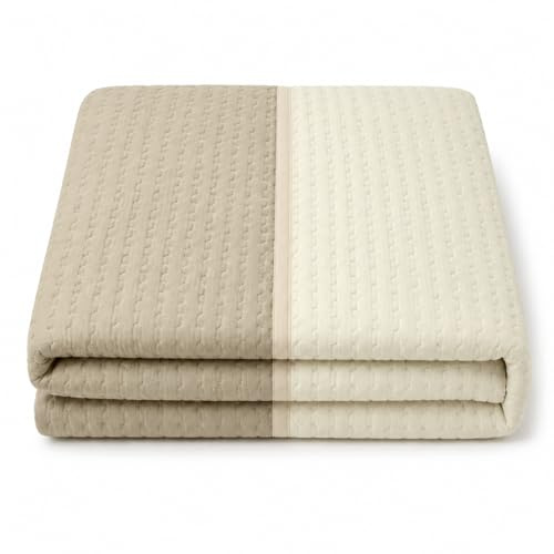 Vionara Home Copriletto Trapuntato Leggero Tinta Unita Bi-Colore, Trapuntino in Morbida Microfibra Double Face, Imbotittura 80gr/mq Primaverile - Estivo, Made in Italy (Beige, Matrimoniale)