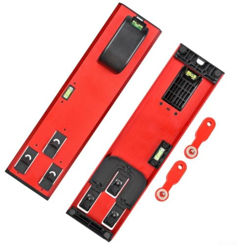 KHIronHive bild hängande kit med inbyggd nivå multifunktionell väggdekoration verktyg snabbmarkeringsenhet för sågtand- och trådhängare magnetiska nycklar lätt kompakt design (röd2)