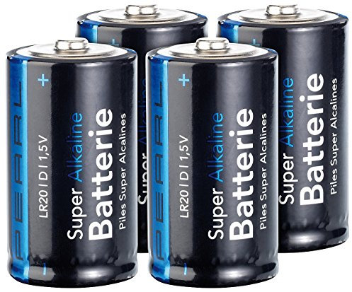 PEARL Batterien LR20: Sparpack Alkaline Batterien Mono 1,5V Typ D im 4er-Pack (große, d Spar, Taschenlampe)