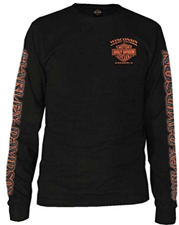 Harley-Davidson Men's Eagle Piston Long Sleeve Crew Shirt, Black 30299947 (L)