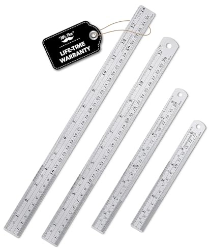 Mr. Pen - Regla de metal de borde recto, 4 piezas, 15.2 cm, 20.3 cm, 30.5 cm, 35.6 cm