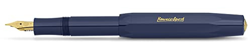 Kaweco CLASSIC SPORT Fountain Pen Navy Blue with Gold-Plated Steel Nib and Iridium Tip for Ink Cartridges I Sport Fountain Pen 13 cm I Nib: M (Medium)