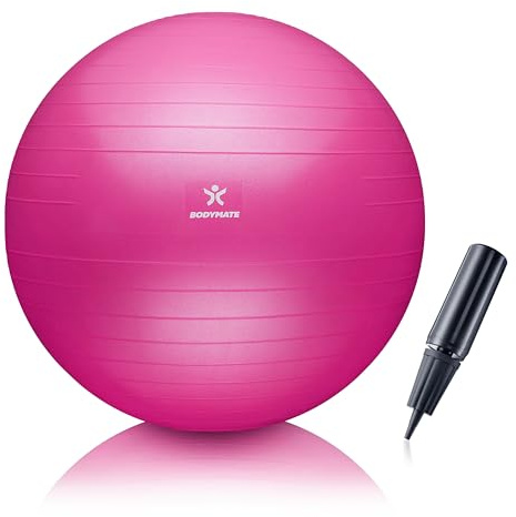 BODYMATE Ballon Fitness + Pompe Incluse + E-Book Gratuit Magenta 65cm