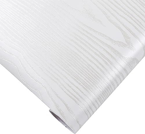 Hode Matt White Vinyl Wrap For Kitchen Cupboards Furniture, Wood Effect Sticky Back Plastic Roll, Worktop Vinyl Covering Furniture Stickers, Self Adhesive Wallpaper Contact Paper 40x200cm
